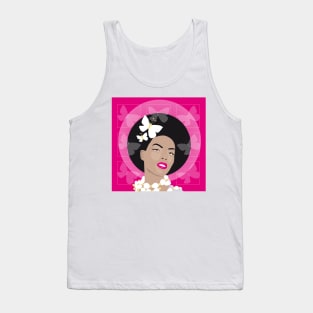 Girl with Afro and Butterflies Tank Top